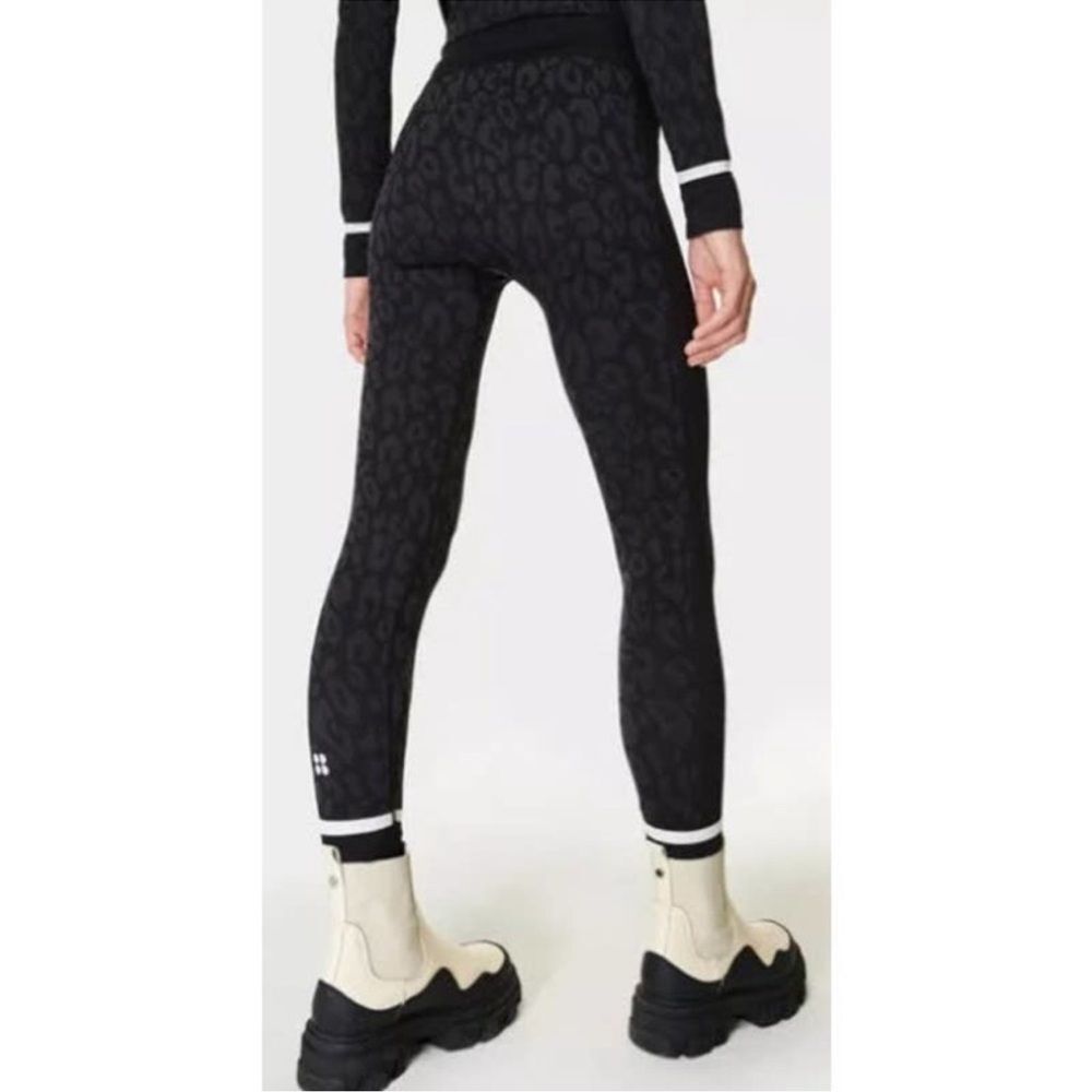 Sweaty Betty Jacquard Base Layer Leggings Black Leopard Print Size Small NWT